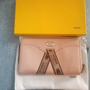 Fendi Pink Selleria zip around wallet